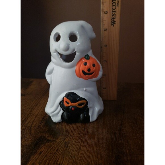 Halloween Ghost Pumpkin Black Cat Ceramic Candle Holder Jack O'Lantern No Box - Picture 12 of 14